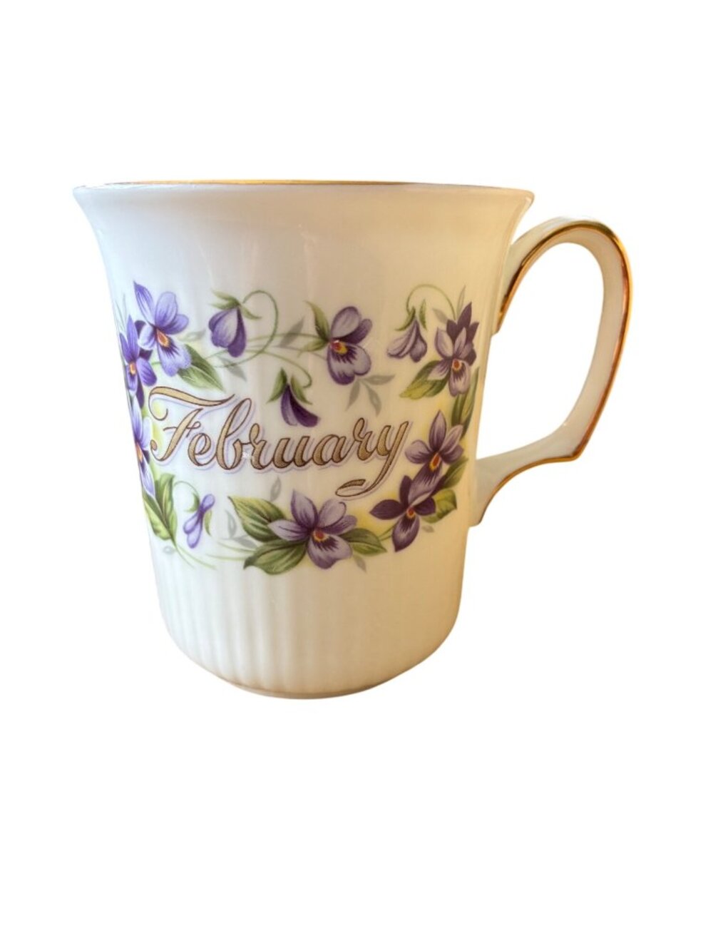 VINTAGE E&R Golden Crown Bone China February Violet‎ Teacup England Bouquet